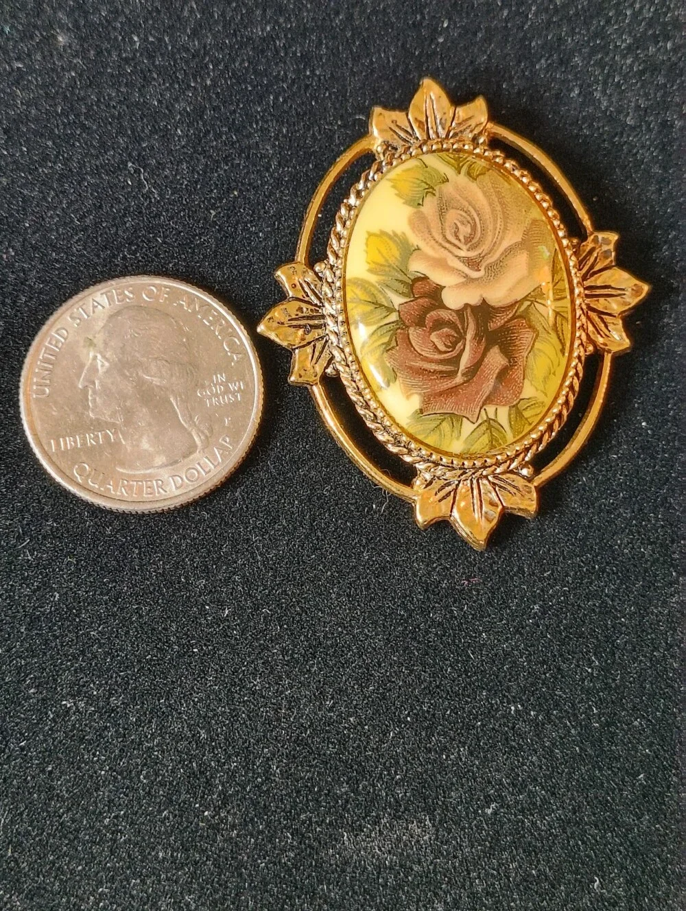Vintage Sarah Coventry Rose Brooch Pendant Gold Tone Floral Convertible Signed